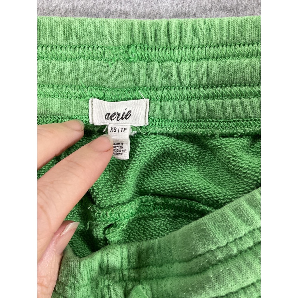 Aerie Green Ski Patch Joggers Sweatpants Women XS Cotton Blend French Terry 2650 - Picture 2 of 7